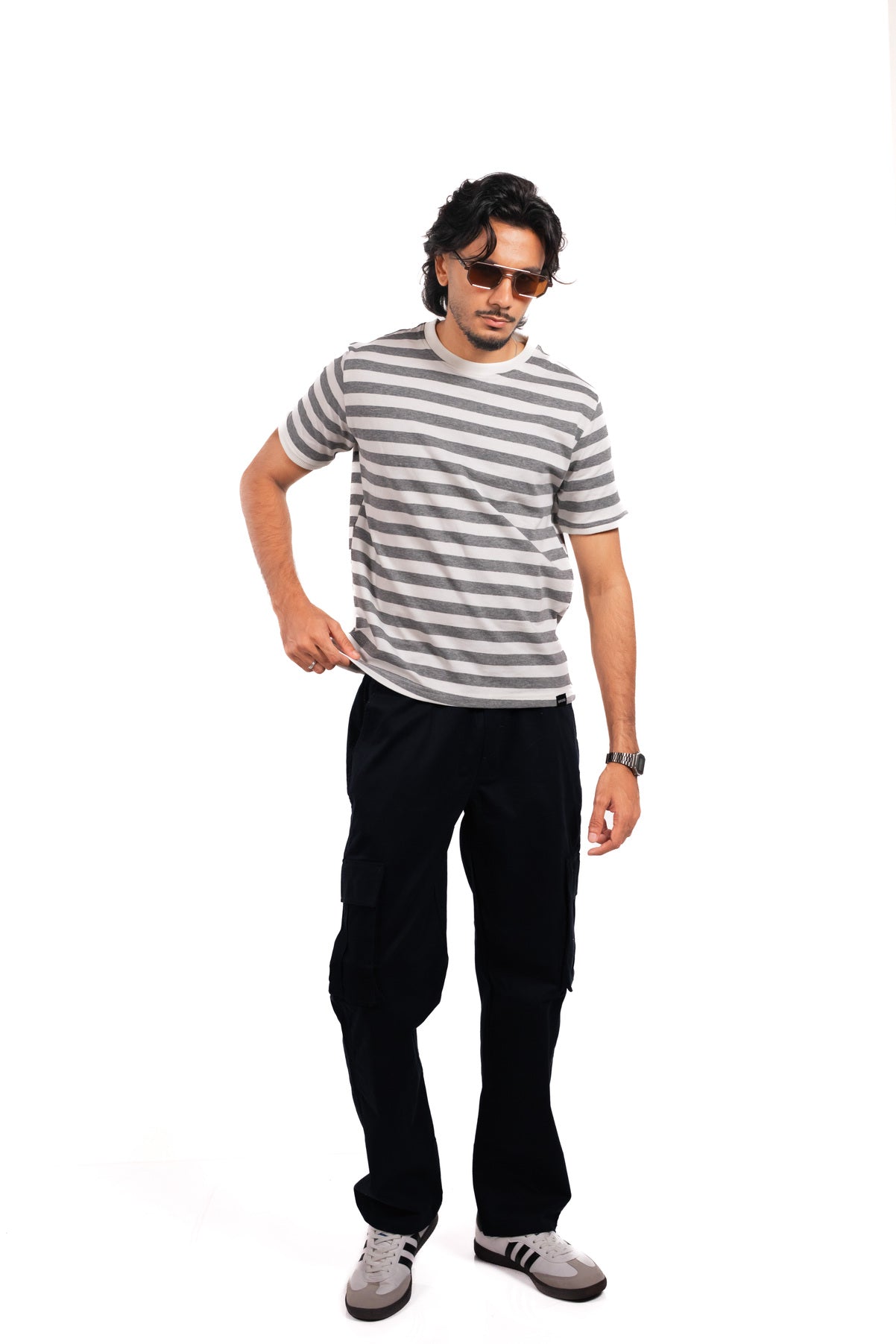 Monostrip Tshirt - Gray/White