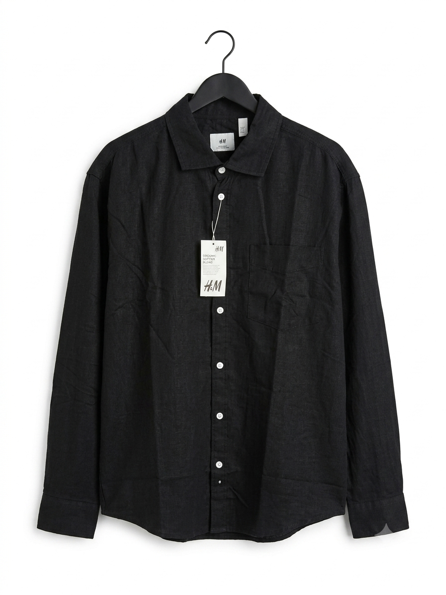 H&M Linen Shirt Long sleeves - Black