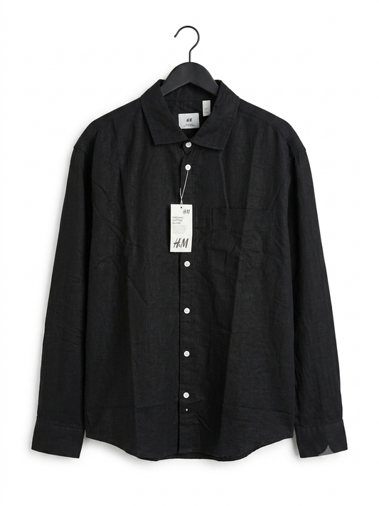 H&M Linen Shirt Long sleeves - Black
