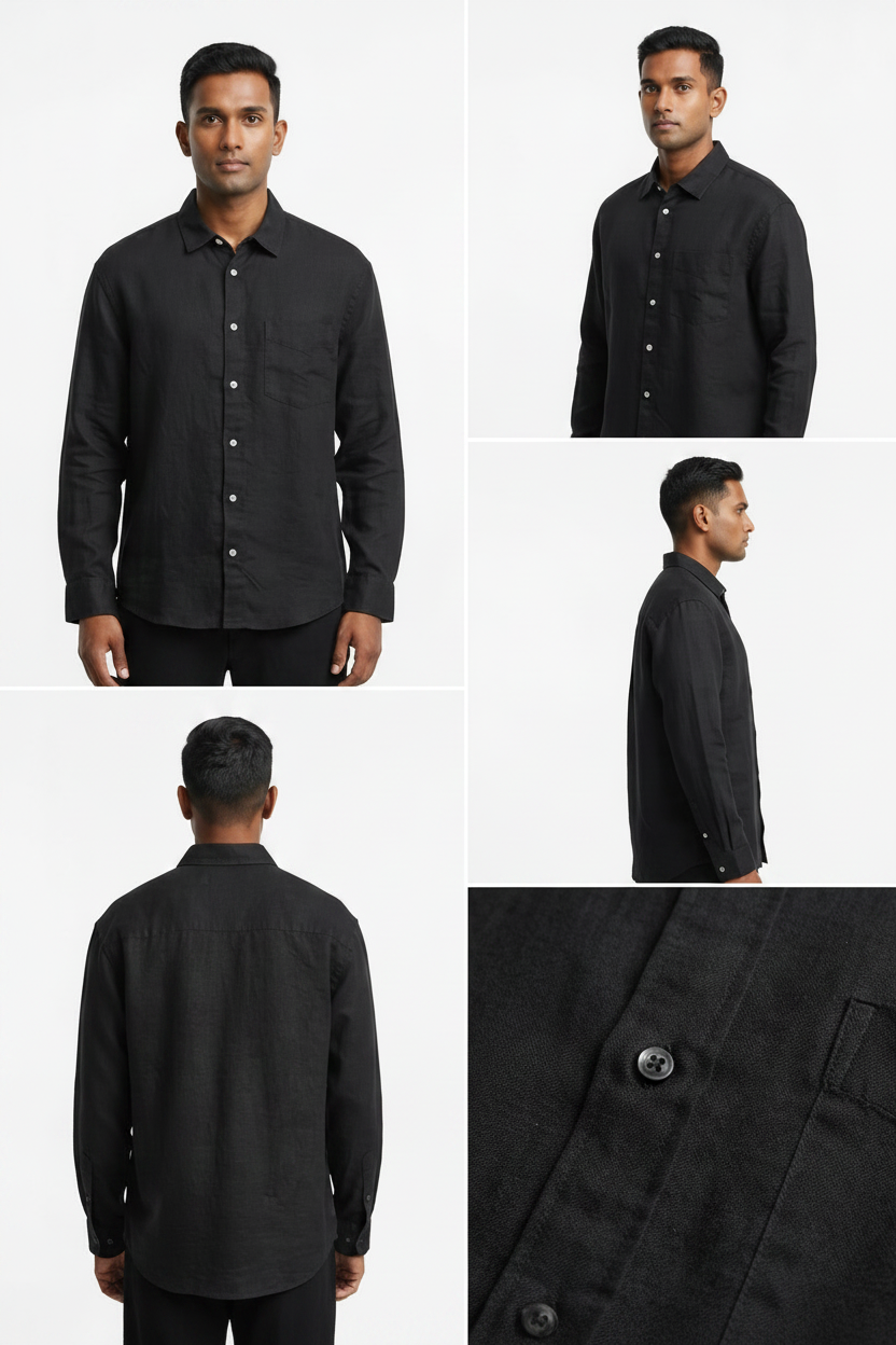 H&M Linen Shirt Long sleeves - Black